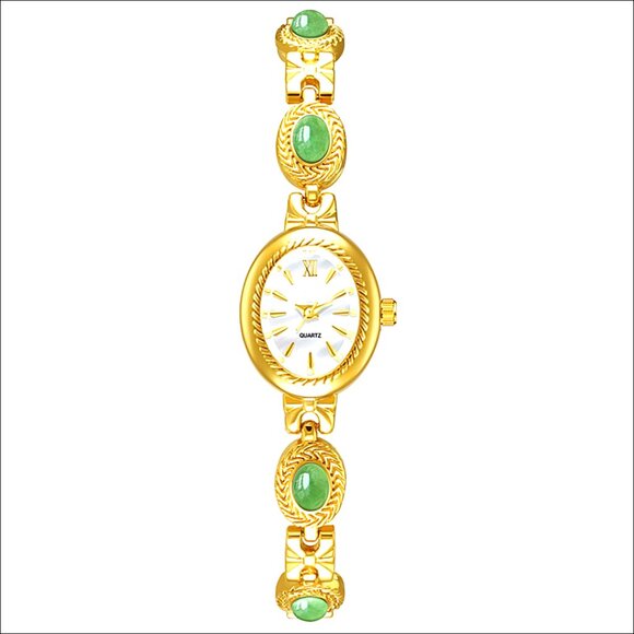 Women\'s Oval Dial Gold Bracelet Watch Quartz Movement Water Resistant main image 5